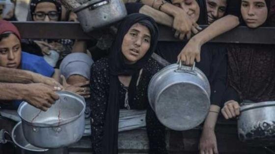 “الجوع = الموت”.. صورة مؤلمة لسيدة تنتظر الطعام في غزة – القاهرة تايمز